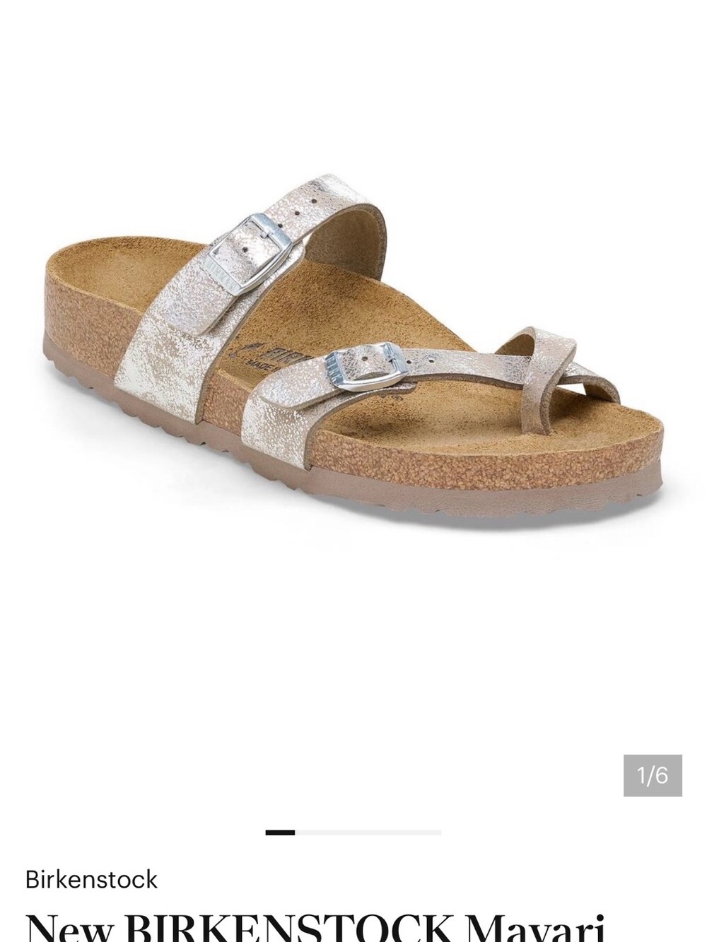Birkenstock Mayari Metallic Silver-Tone Sandal 8.5 or size 39